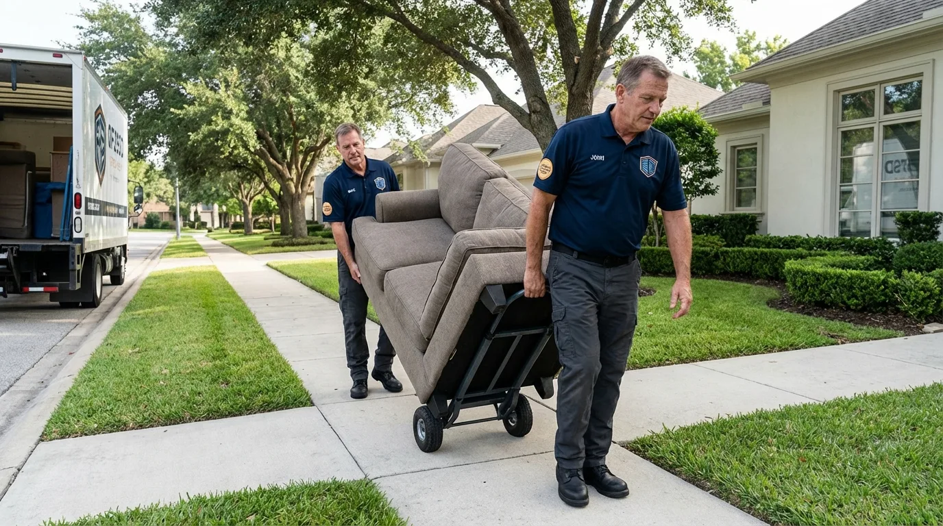 Local residential moving crew loading furniture in Sherman Oaks, CA